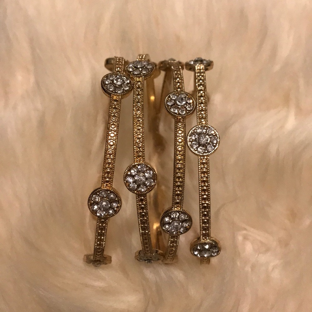 Gold Stacking Bracelets - Set of 4